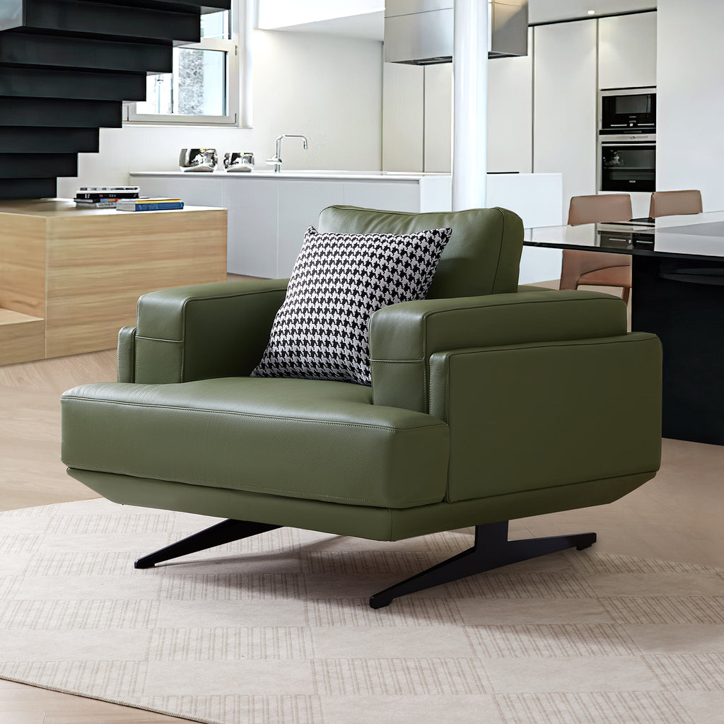 Fauteuil Olivia en cuir véritable pleine fleur