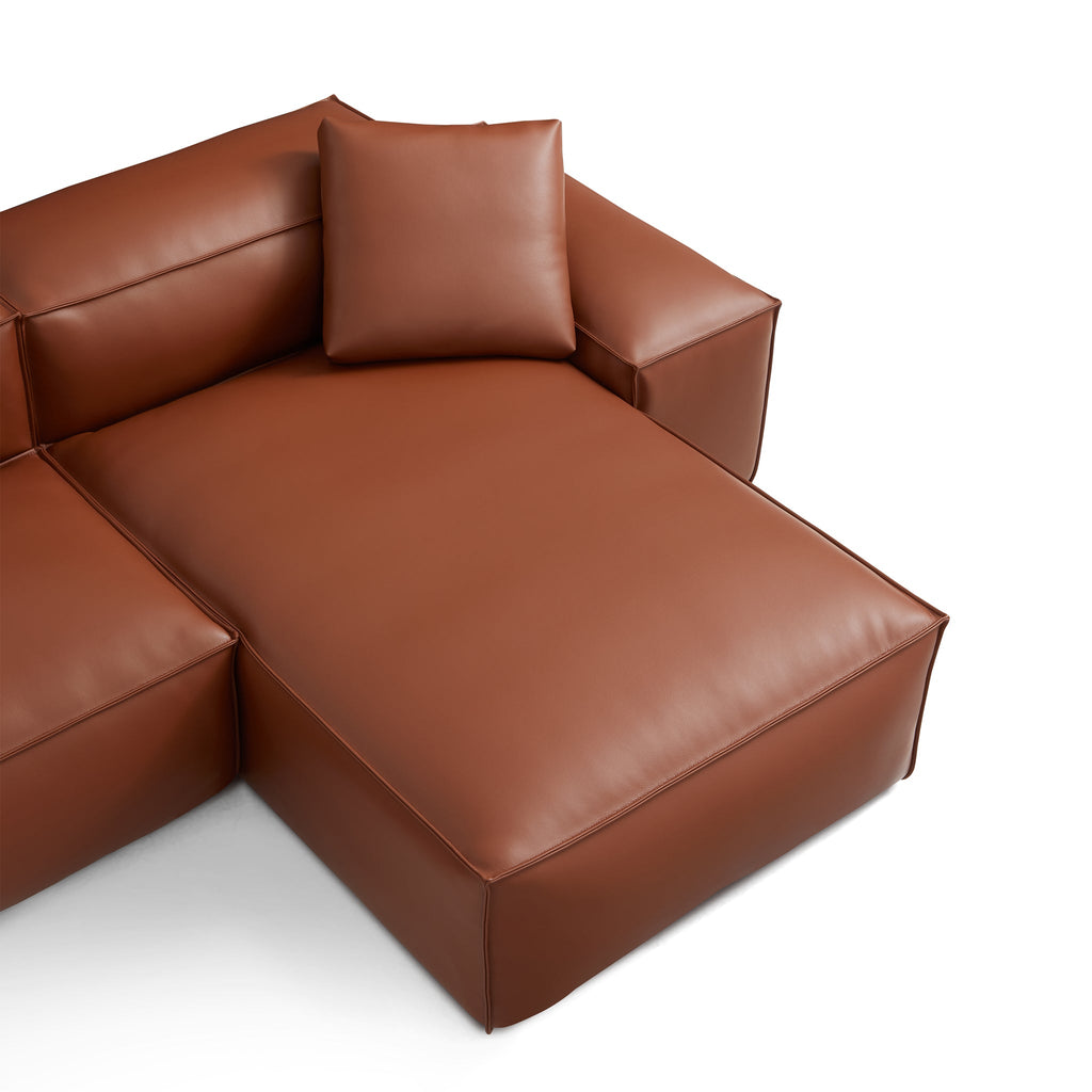 Canapé d'angle double modulaire Cube en cuir véritable noir