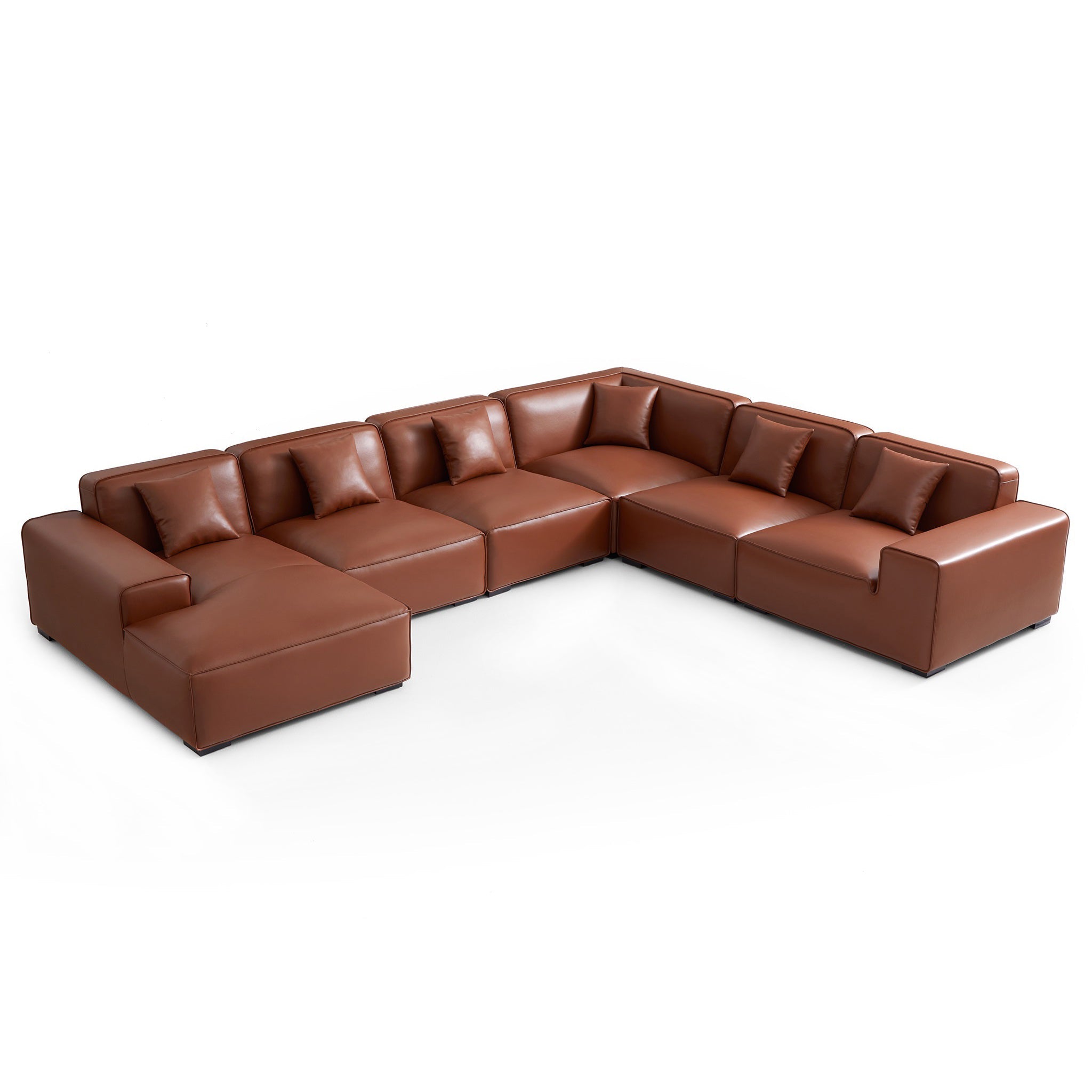 Canapé d'angle modulaire en cuir noir Domus en forme de U