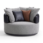 Fauteuil pivotant Luna en tissu bouclé gris clair