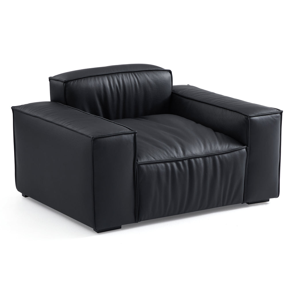 Fauteuil de luxe minimaliste en cuir marron foncé
