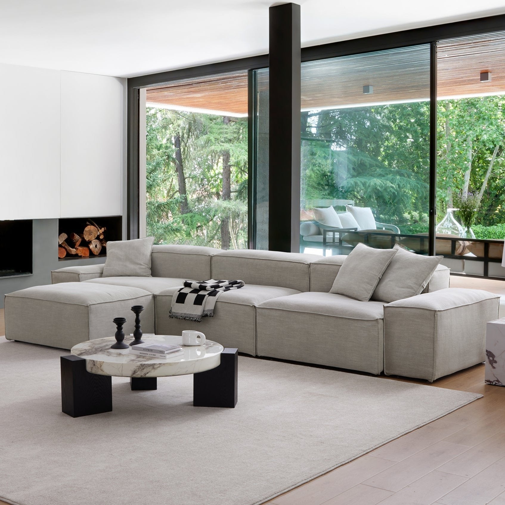 Canapé modulable Freedom beige avec pouf