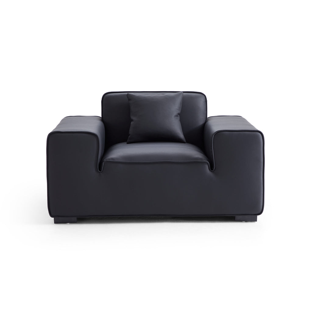 Fauteuil modulaire en cuir noir Domus