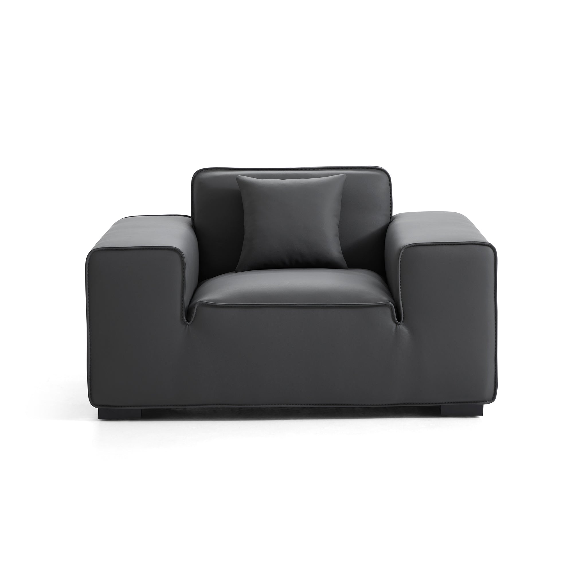Fauteuil modulaire en cuir noir Domus