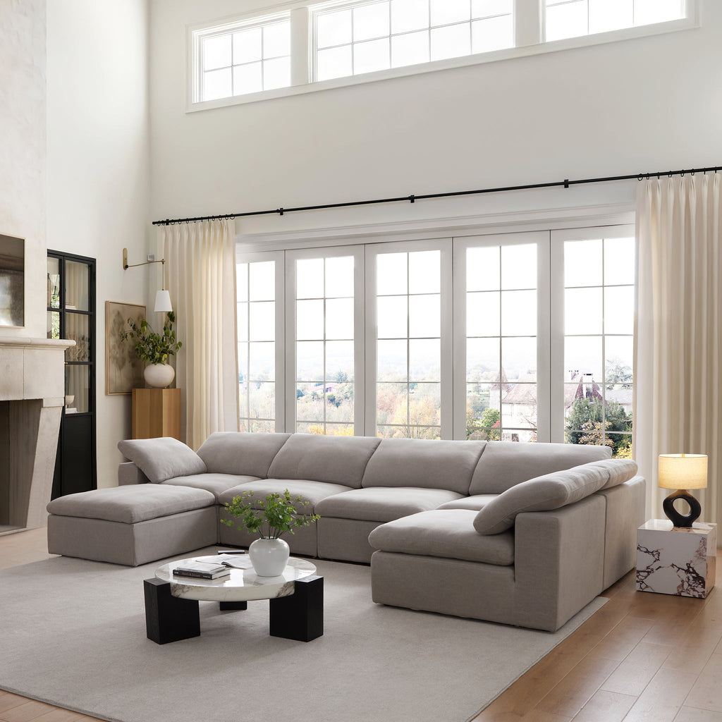 Canapé sectionnel et pouf Tender Wabi-Sabi blanc en forme de L