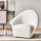 Chaise pivotante en tissu bouclé beige Calla