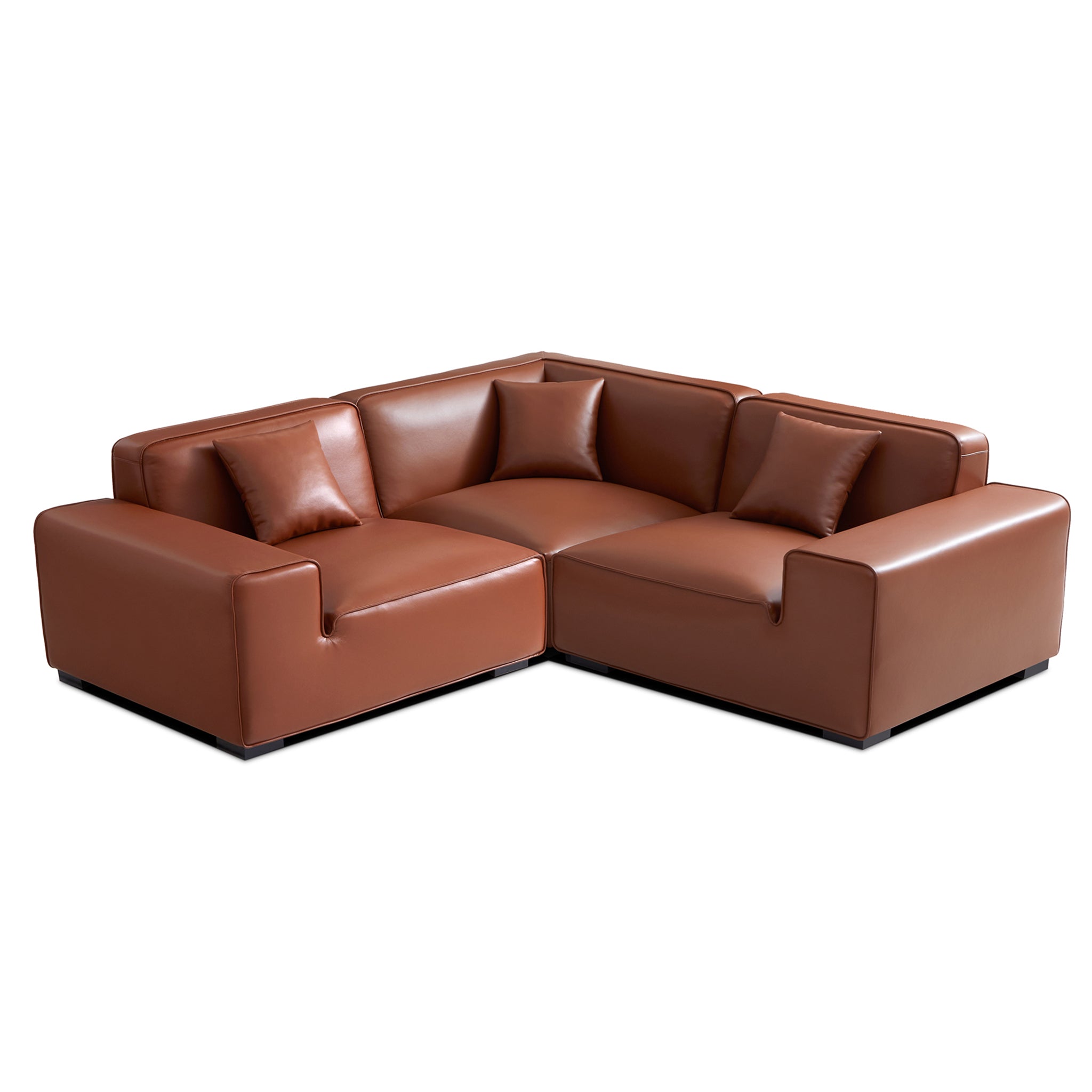 Canapé d'angle modulaire en cuir beige Domus