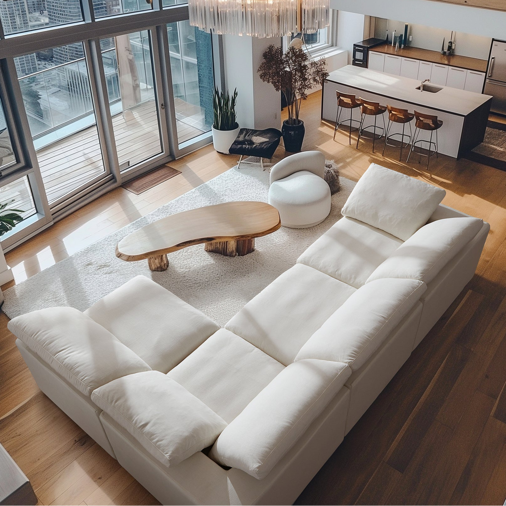 Canapé d'angle en L beige Tender Wabi-Sabi