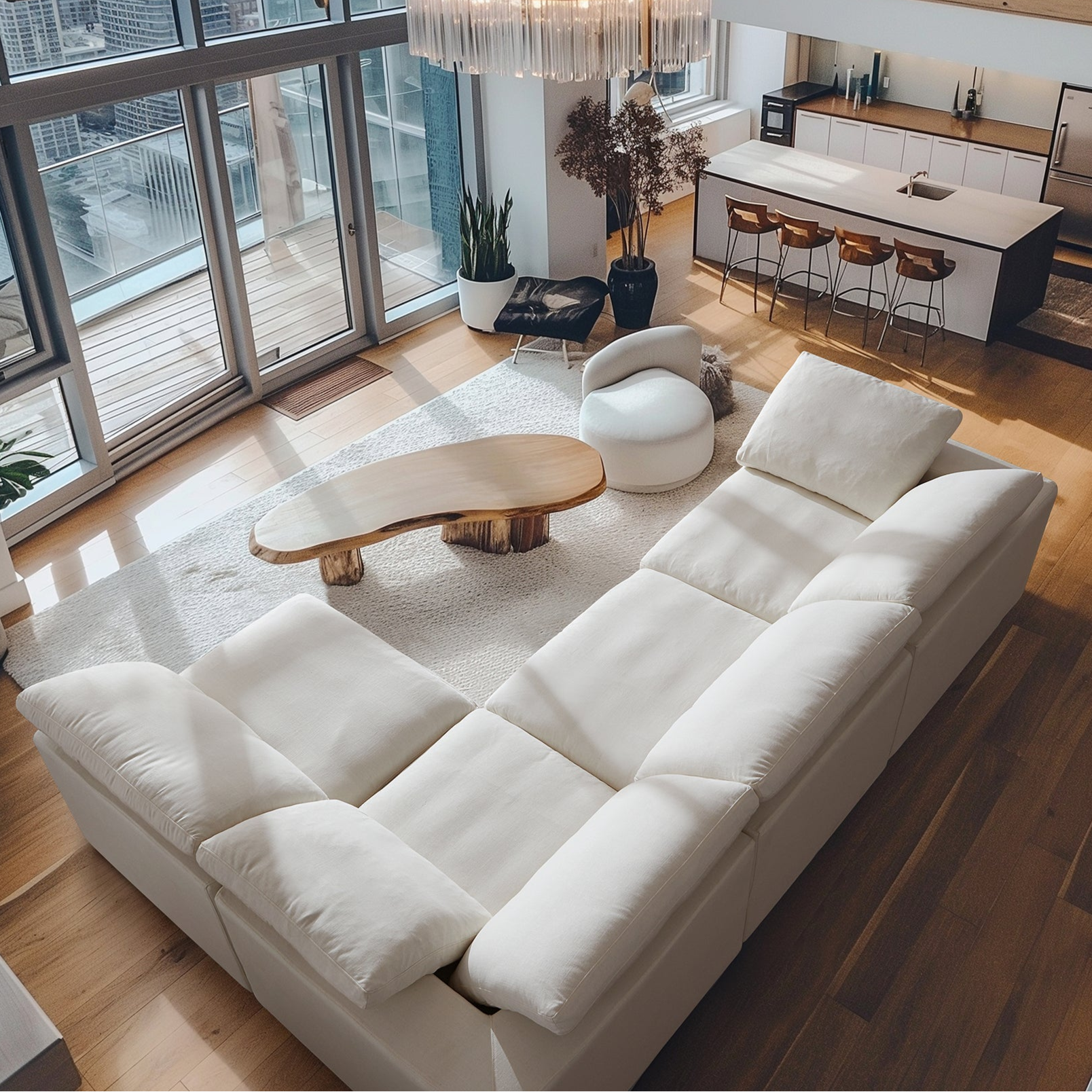 Canapé d'angle en L beige Tender Wabi-Sabi