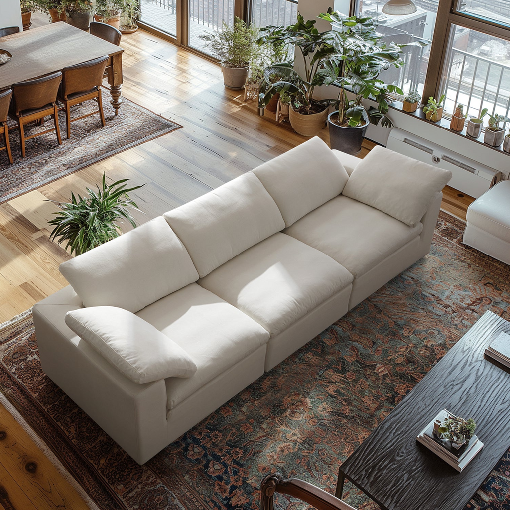 Canapé beige tendre Wabi-Sabi