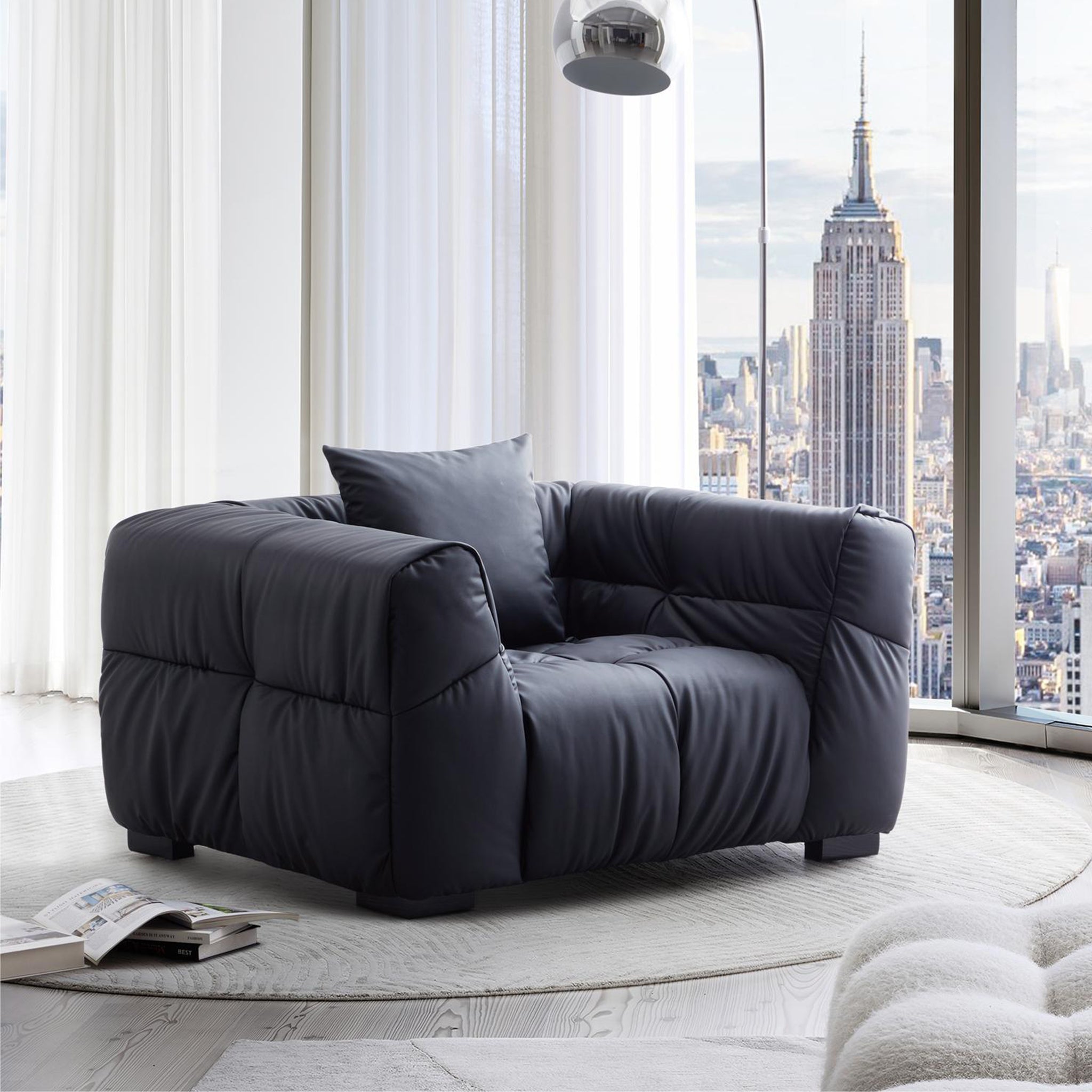 Fauteuil Boba en cuir noir