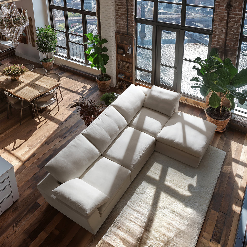 Canapé et pouf Tender Wabi-Sabi blancs