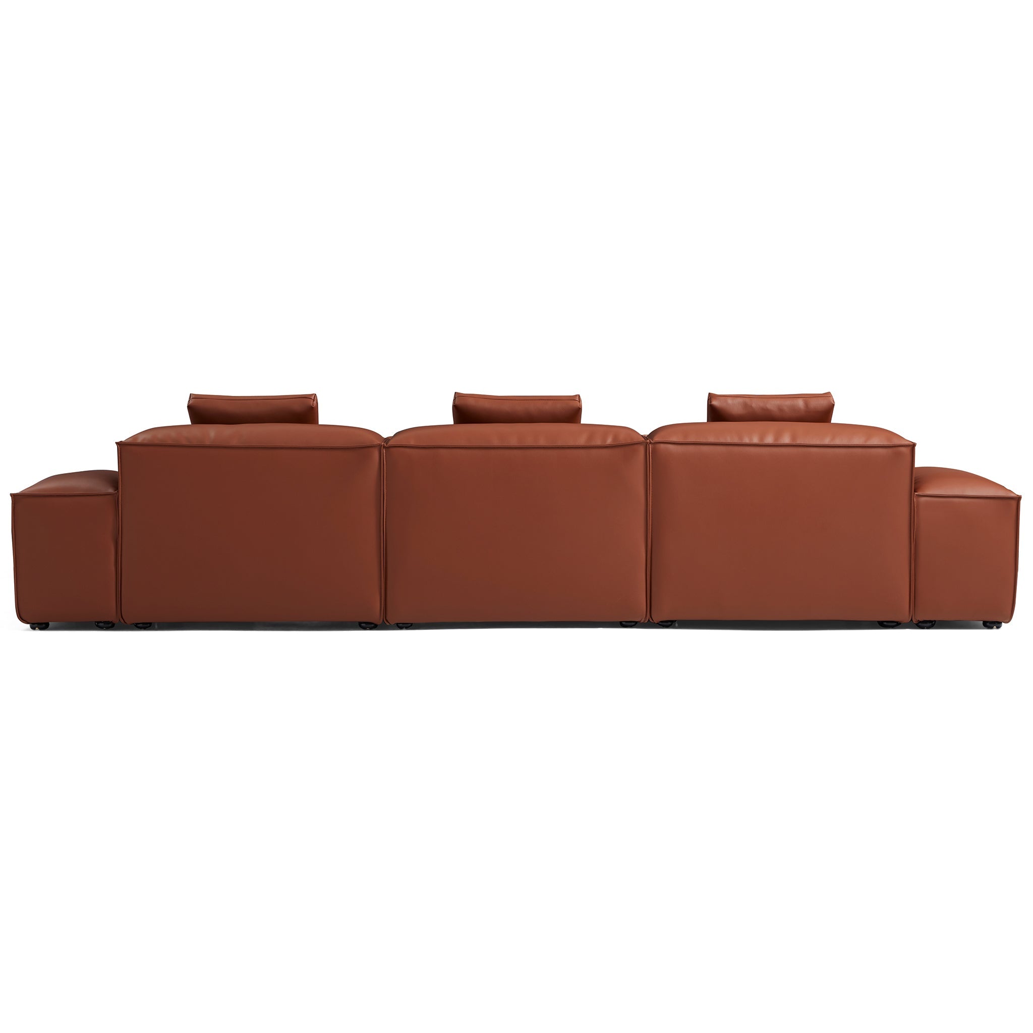 Canapé d'angle modulaire Cube en cuir véritable marron