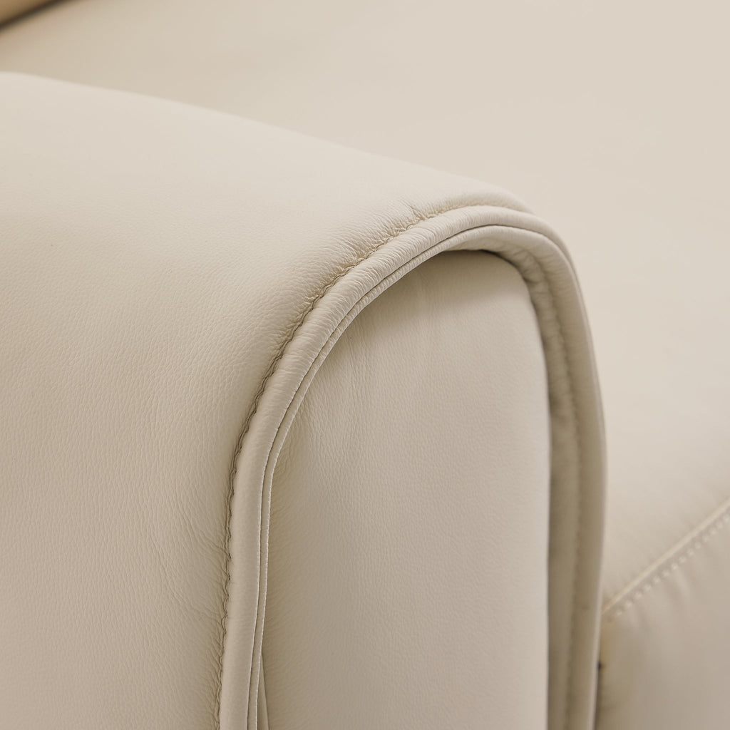 Canapé-lit inclinable électrique en cuir beige Louis