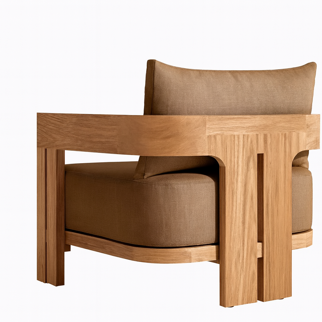 Ensemble de discussion d'extérieur Camryn avec coussins, teck/café