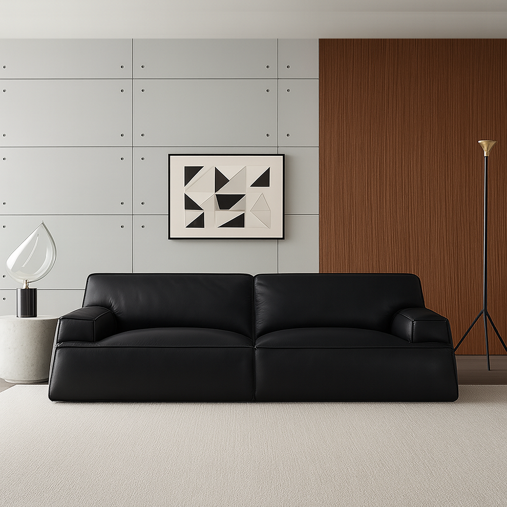 Canapé minimaliste en cuir pleine fleur Deacon