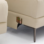 Canapé-lit inclinable électrique en cuir beige Louis