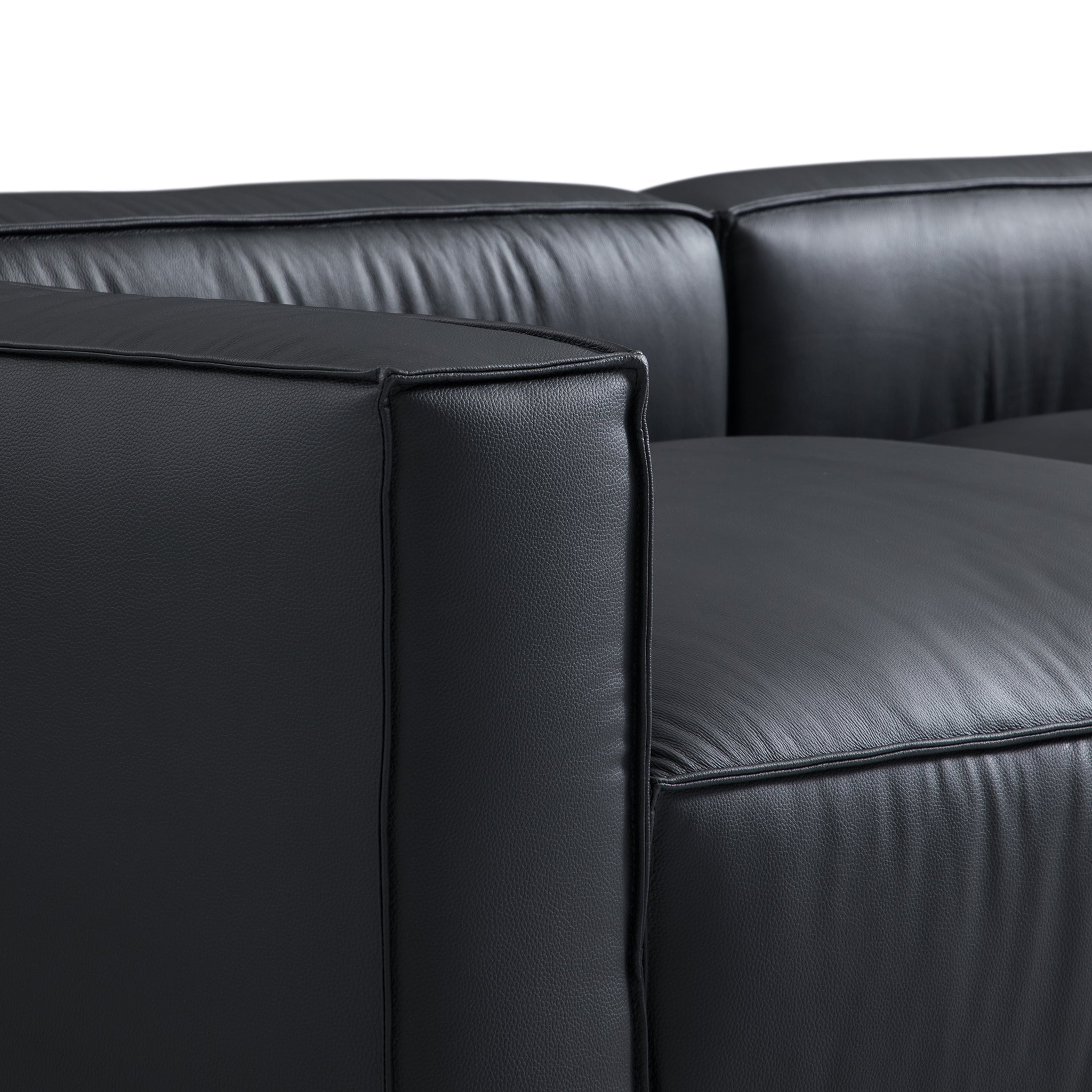 Canapé d'angle minimaliste de luxe en cuir noir