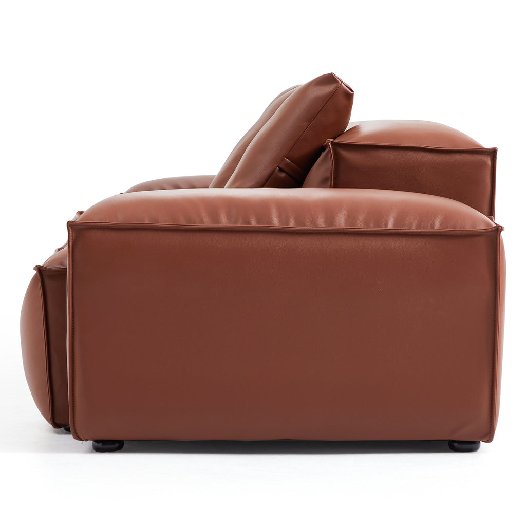 Canapé modulaire Cube en cuir véritable kaki