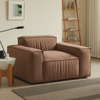 Fauteuil de luxe minimaliste en tissu marron