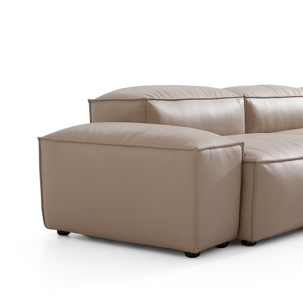 Canapé modulaire Cube en cuir véritable marron