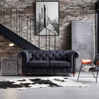 Canapé capitonné Chesterfield Durango en cuir pleine fleur