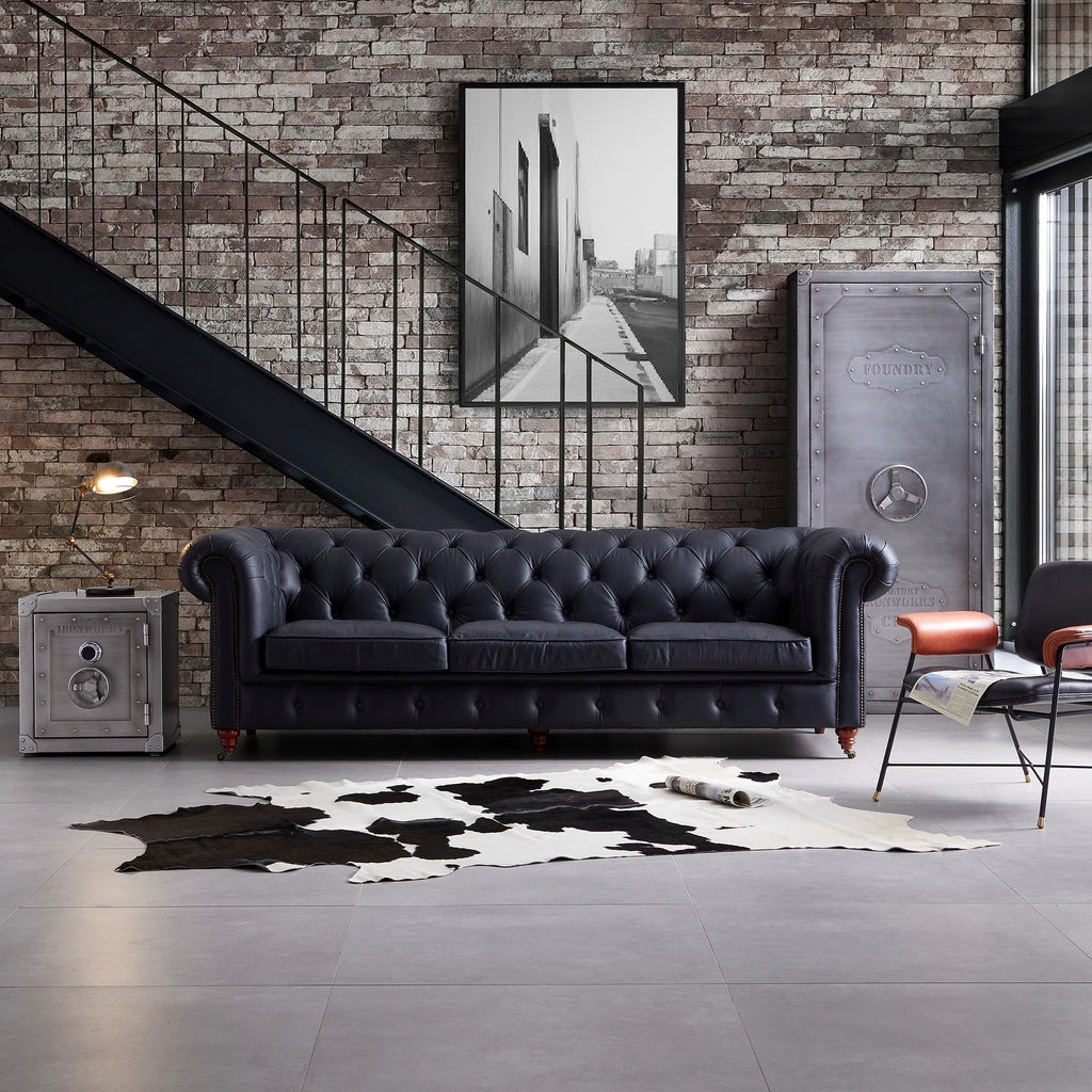 Canapé capitonné Chesterfield Durango en cuir pleine fleur