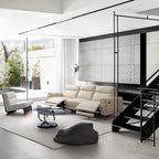 Canapé-lit inclinable électrique en cuir beige Louis