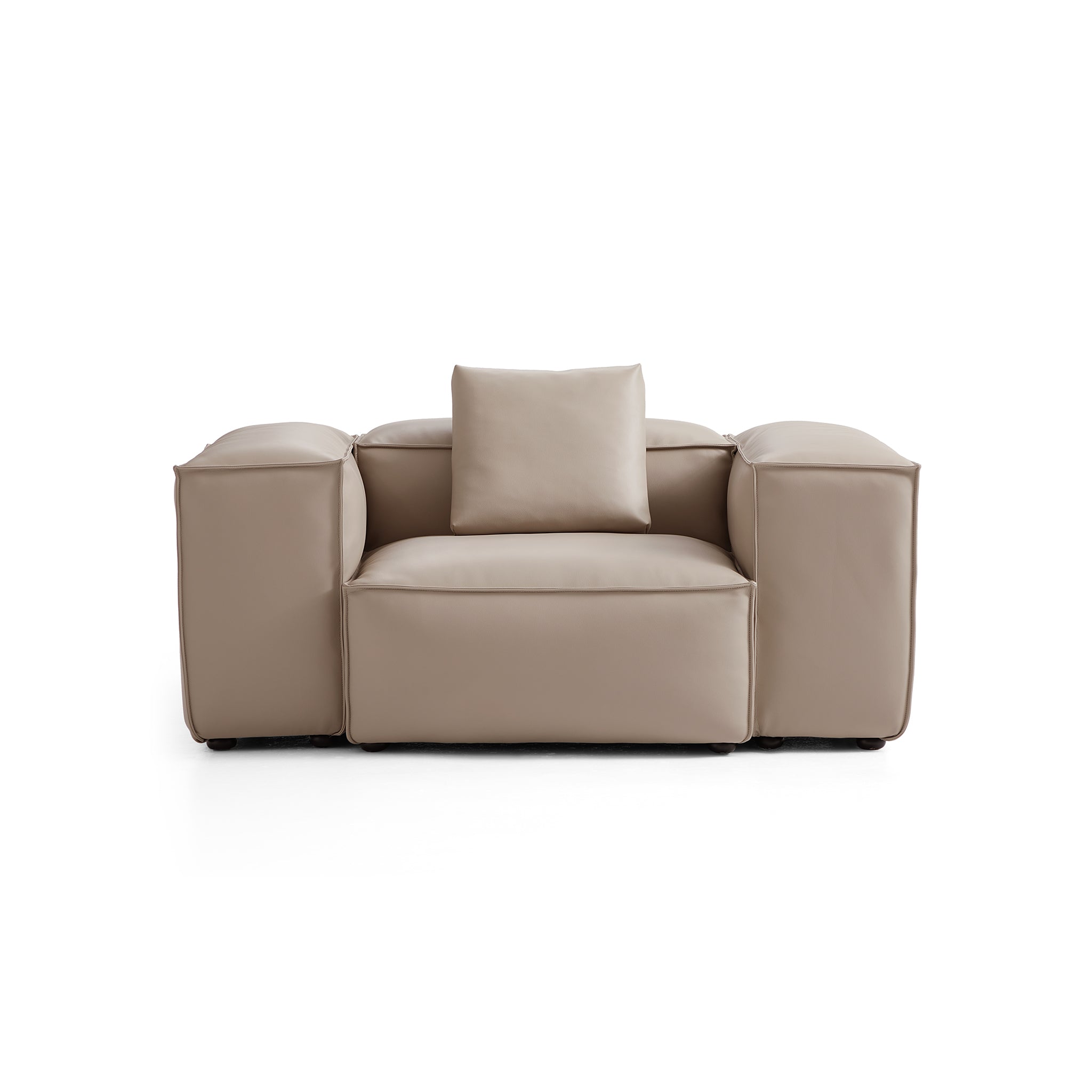 Fauteuil modulaire Cube en cuir véritable gris foncé