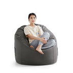 Pouf Litton en cuir gris