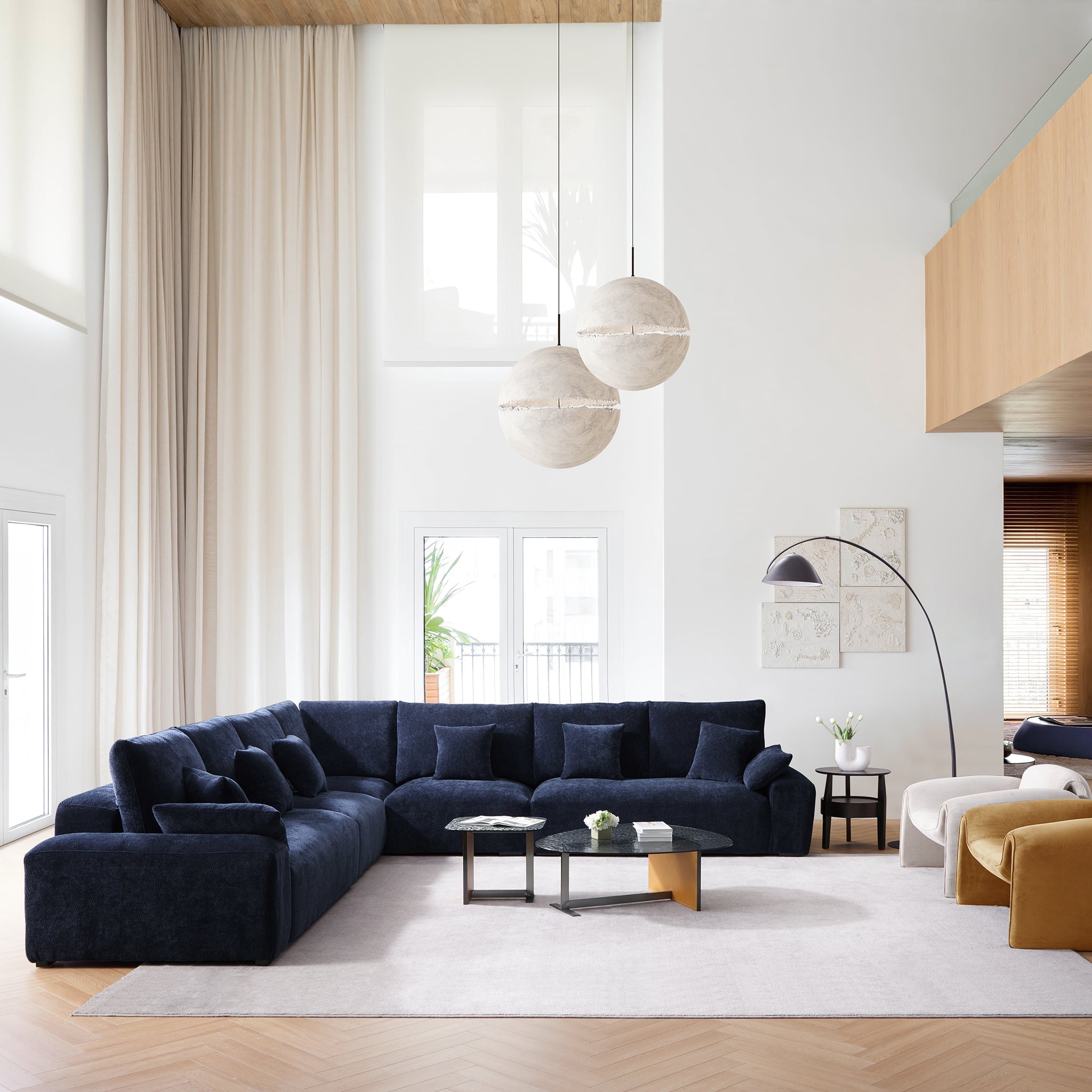 Le canapé d'angle bleu marine Empress