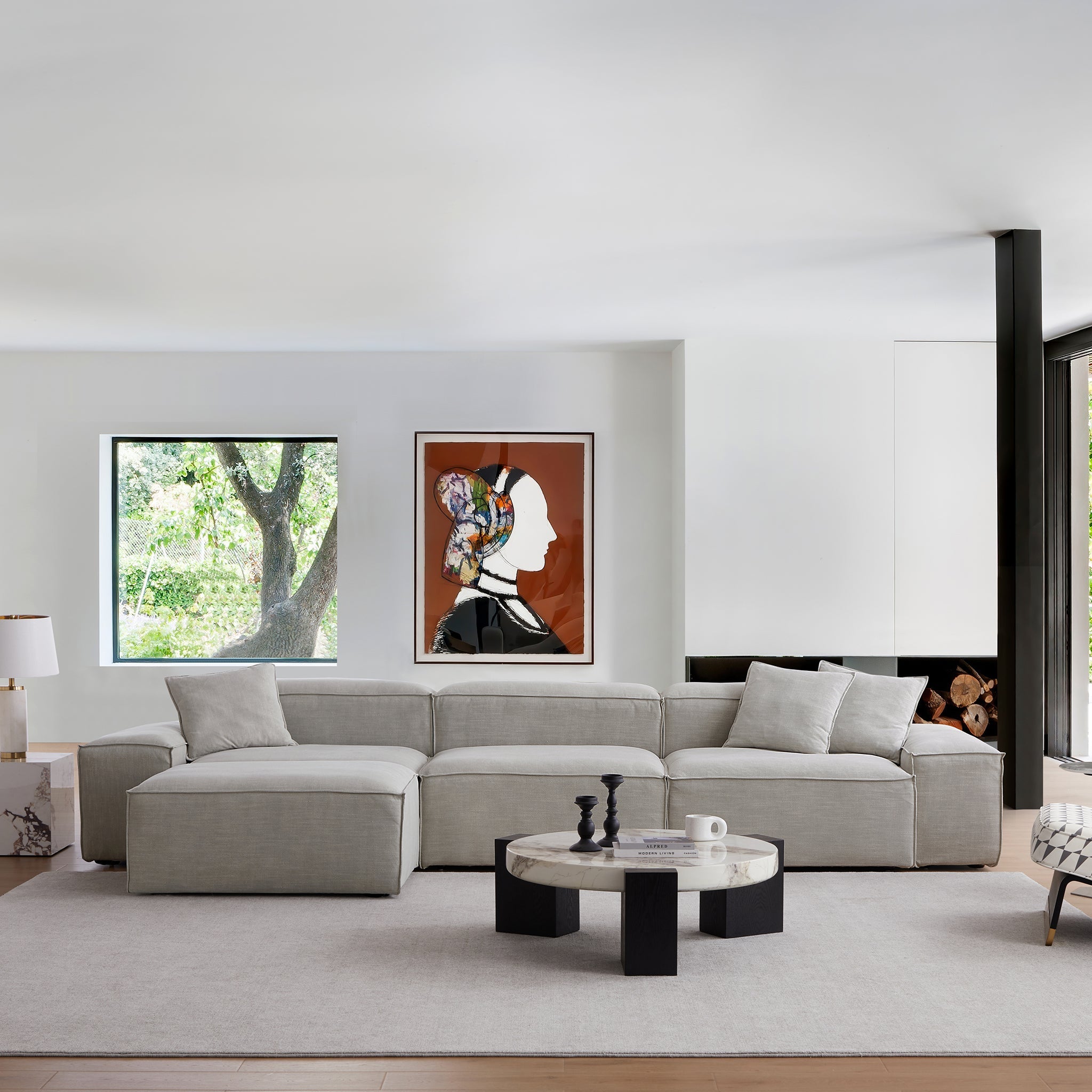 Canapé modulaire Freedom gris neuf avec pouf