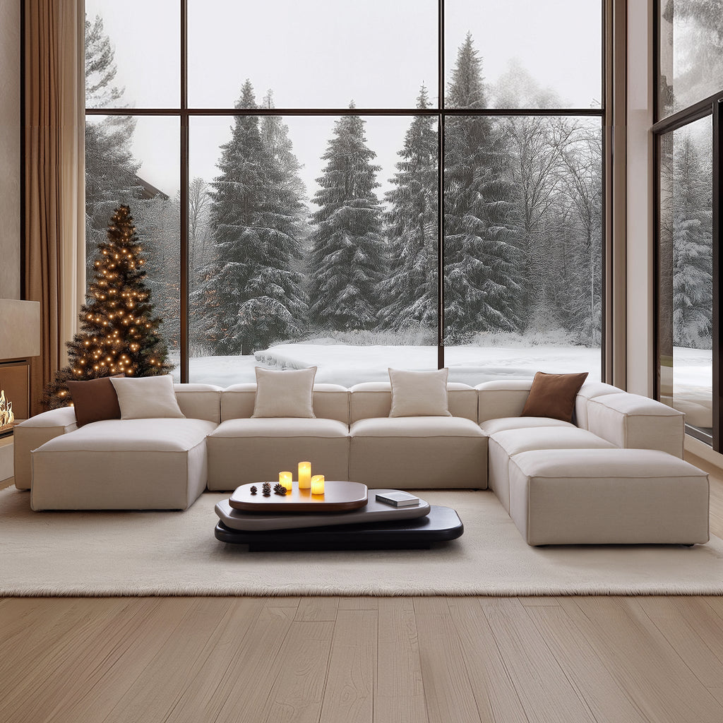 Canapé sectionnel modulaire Freedom kaki à extrémité ouverte