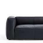 Canapé smoking en cuir véritable beige rouille