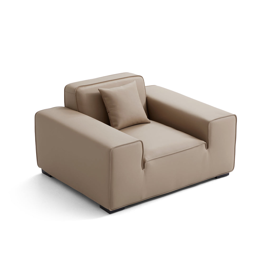 Fauteuil modulaire en cuir beige Domus