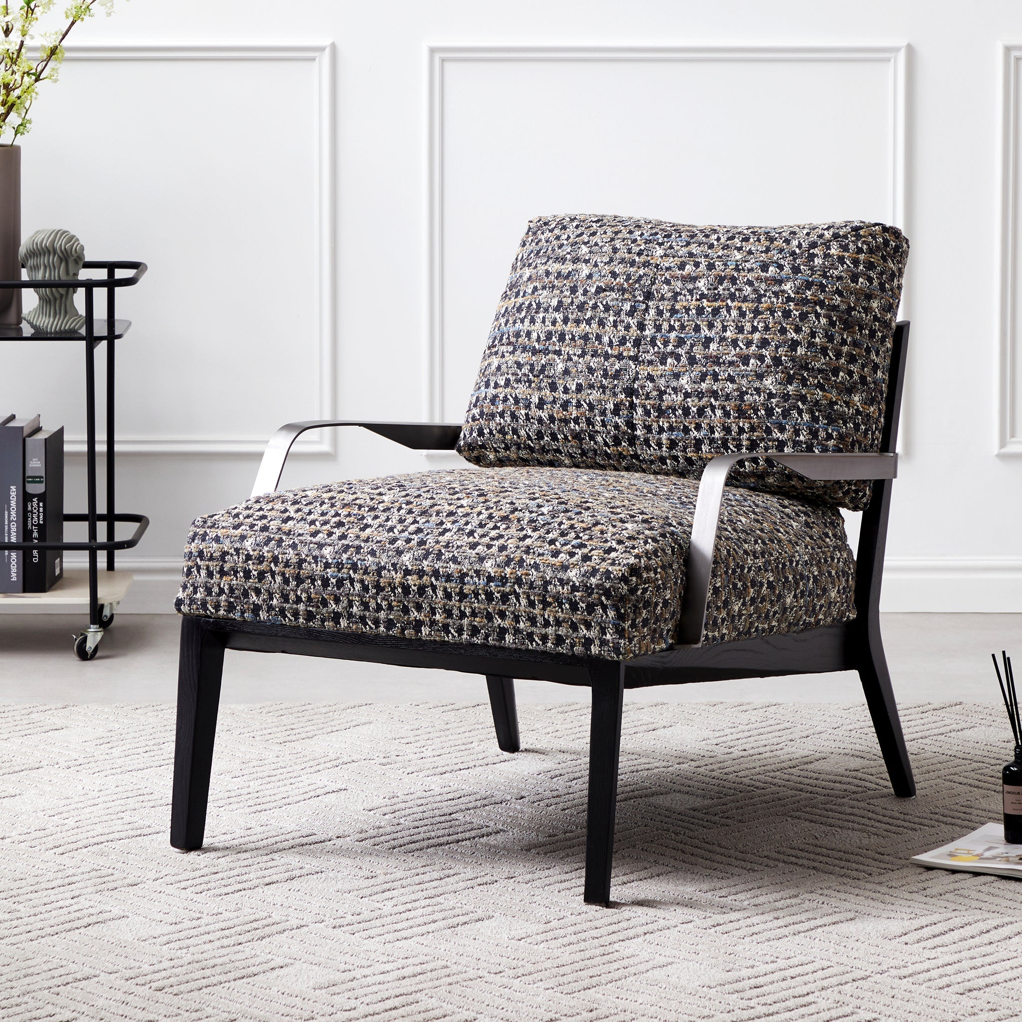 Chaise de loisirs minimaliste en lin et charbon de bois Gary Flax