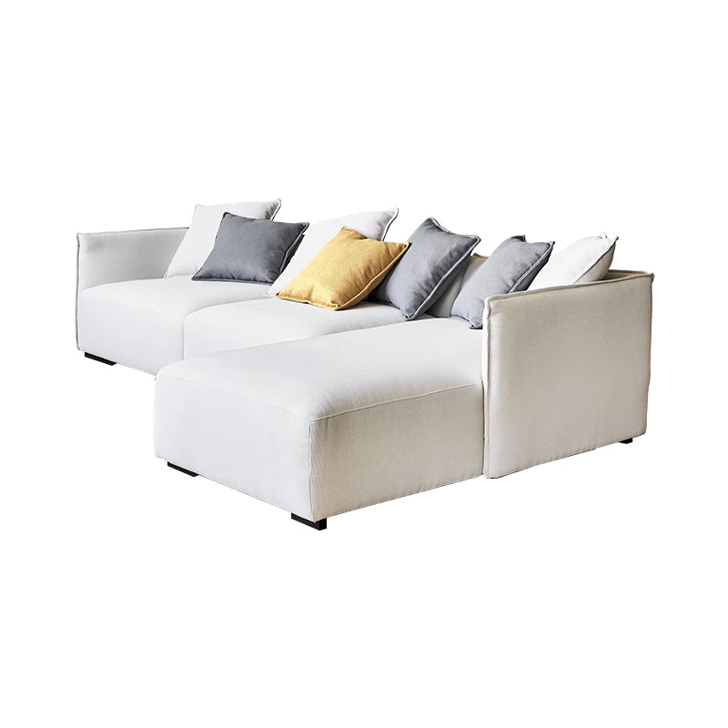 Canapé d'angle en tissu beige serein