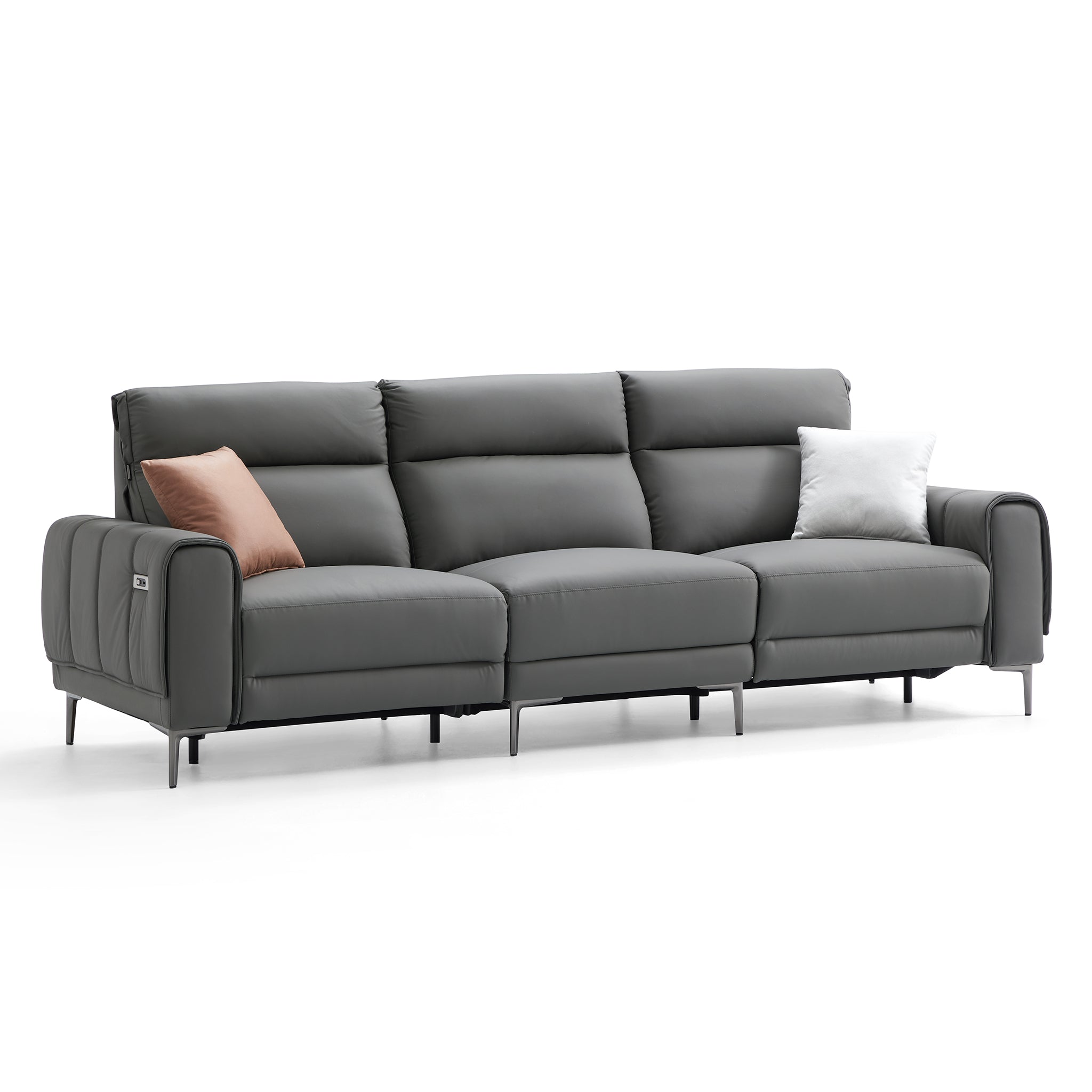 Canapé-lit inclinable électrique en cuir Louis Gray