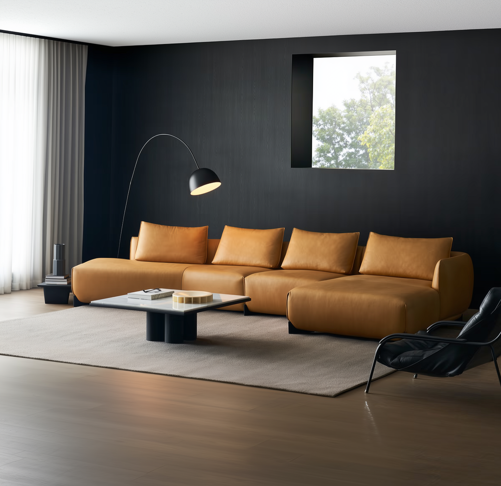 Canapé d'angle en cuir vintage Amber