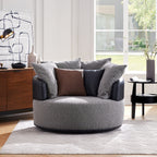Fauteuil pivotant Luna en tissu bouclé gris clair