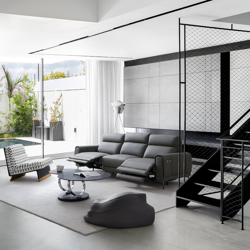 Canapé-lit inclinable électrique en cuir Louis