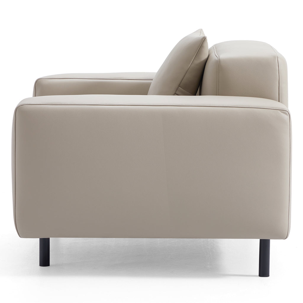 Fauteuil en cuir beige noble