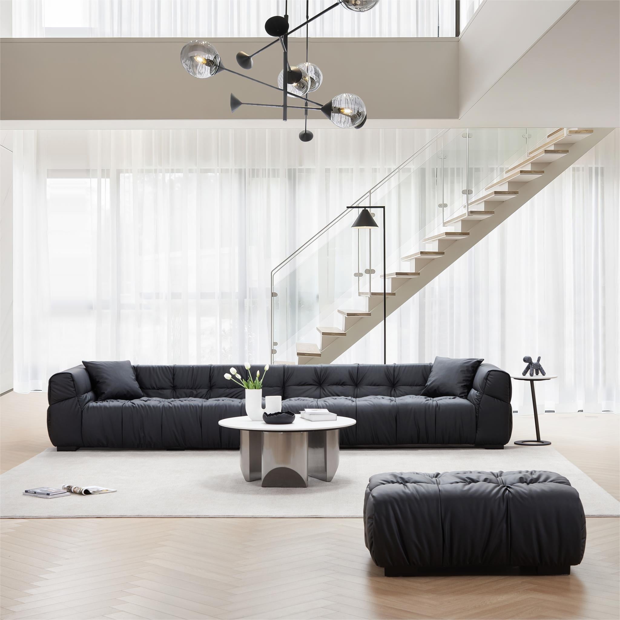 Canapé et pouf Boba en cuir noir