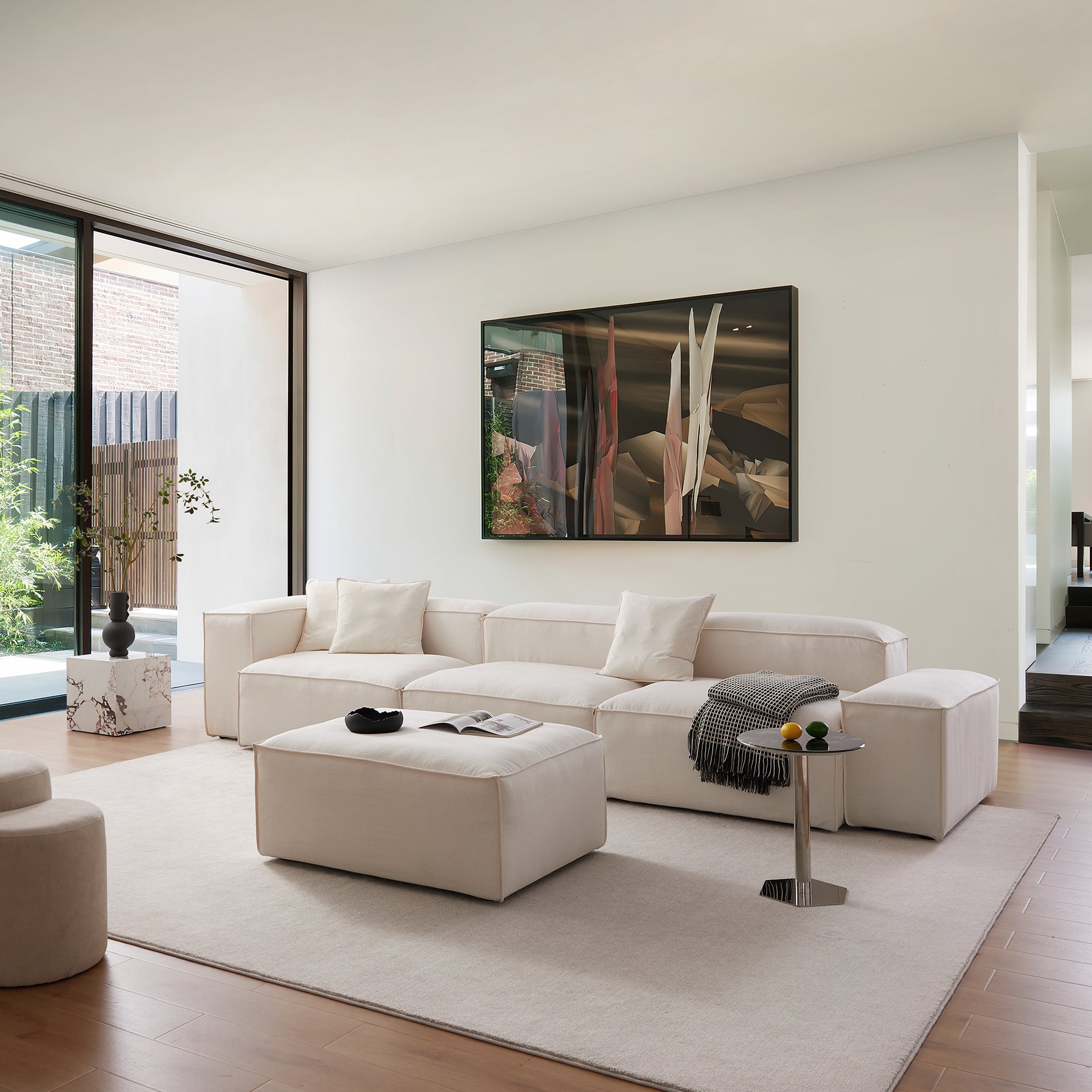 Canapé modulaire Freedom gris neuf avec pouf