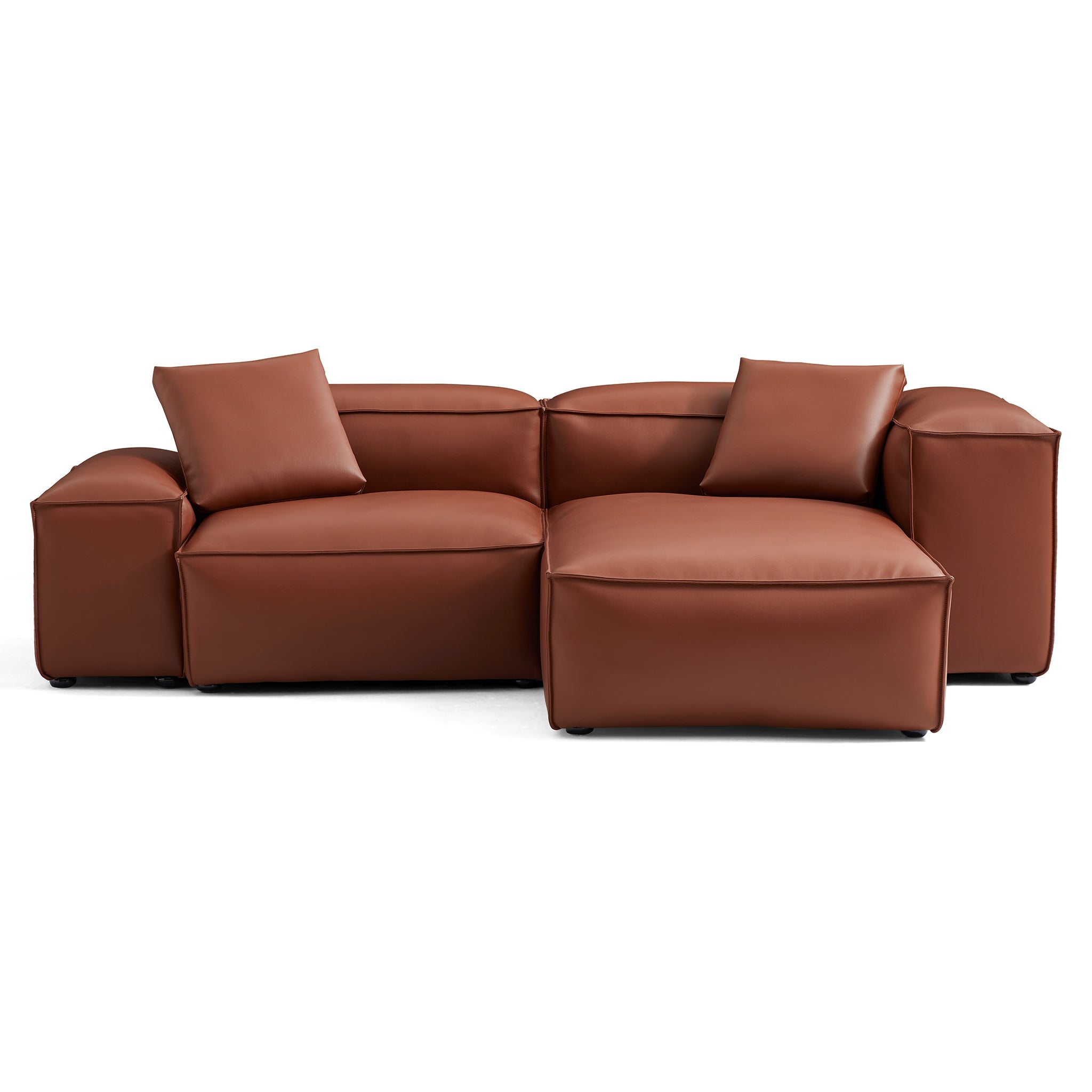 Canapé d'angle modulaire Cube en cuir véritable gris foncé