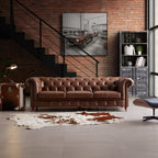 Canapé capitonné en cuir pleine fleur marron Durango Chesterfield