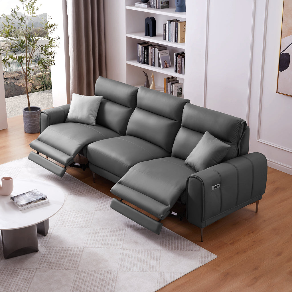 Canapé-lit inclinable électrique en cuir Louis Gray