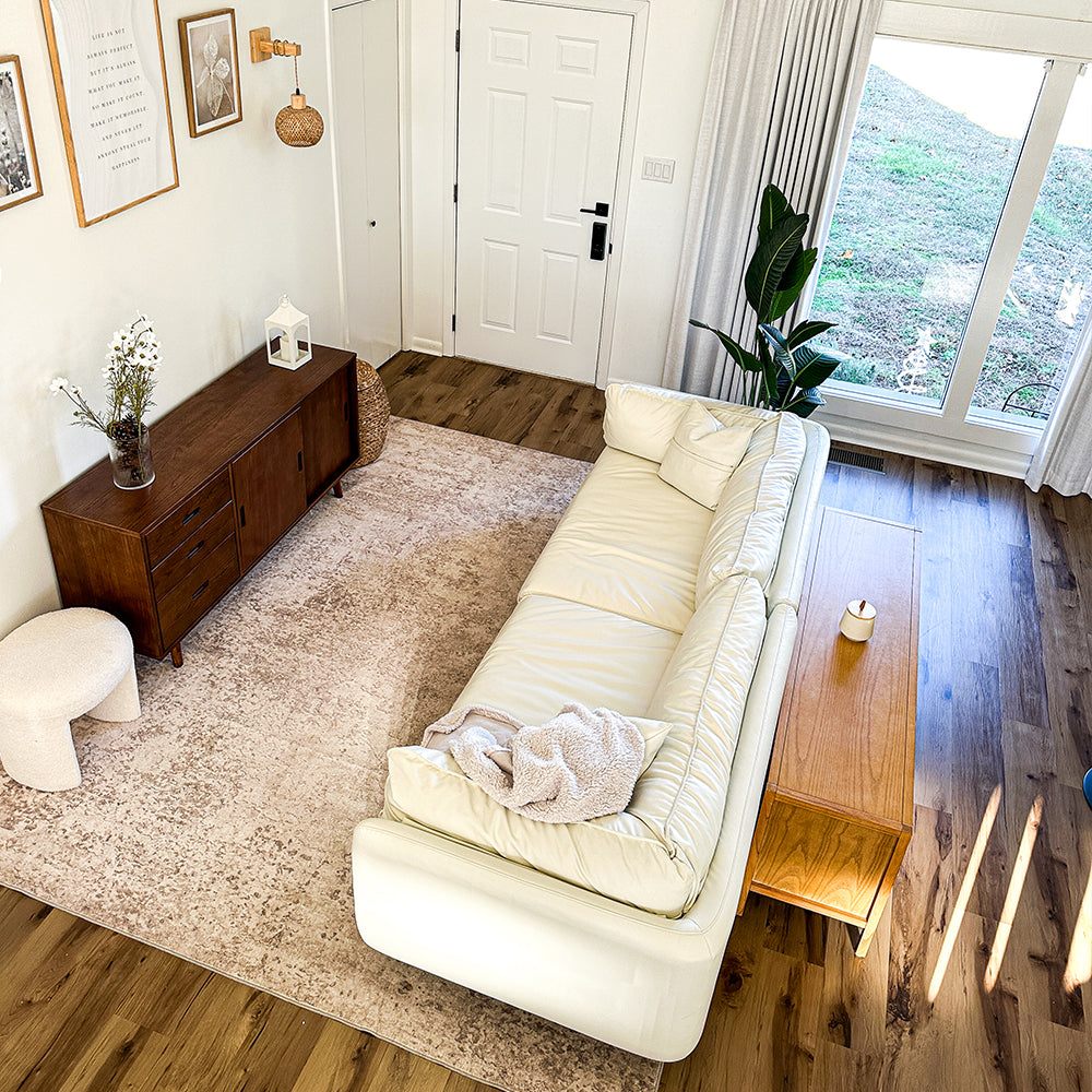 Canapé en cuir noir vanille