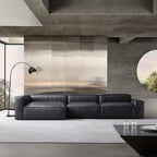 Canapé d'angle minimaliste de luxe en cuir marron foncé