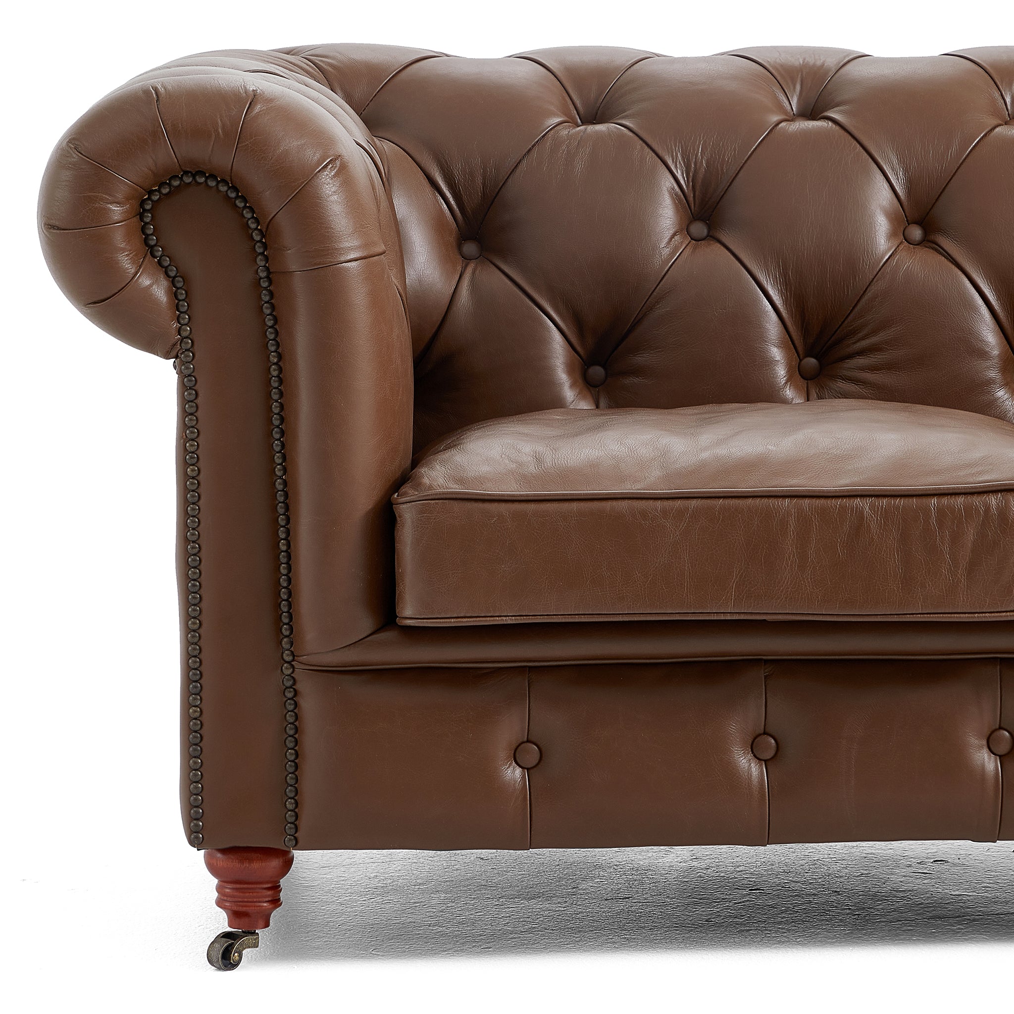 Canapé capitonné en cuir pleine fleur marron Durango Chesterfield